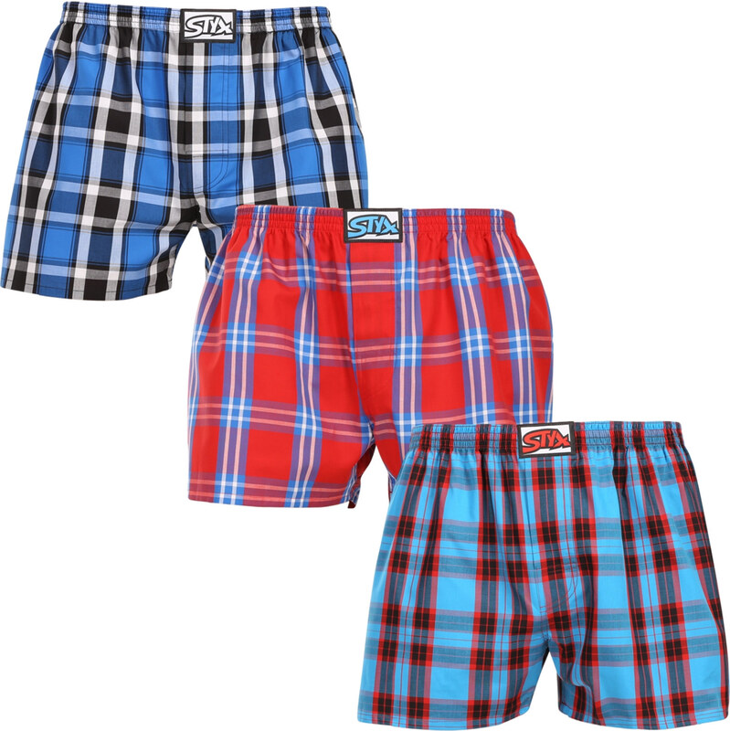 3PACK pánské trenky Styx klasická guma nadrozměr vícebarevné