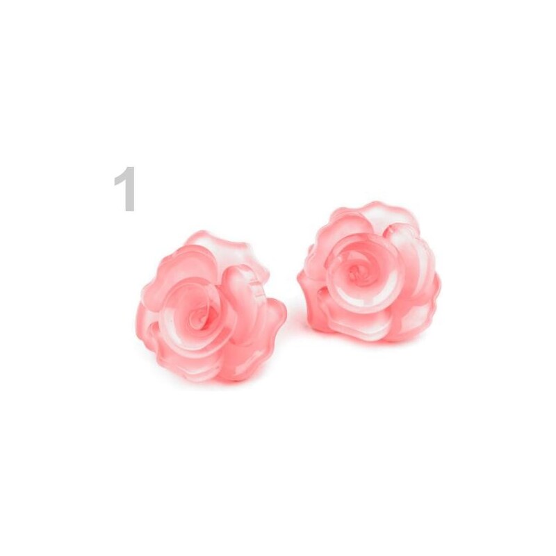 Náušnice plastové ROSE (1 pár) - 1 růžová sv. Stoklasa
