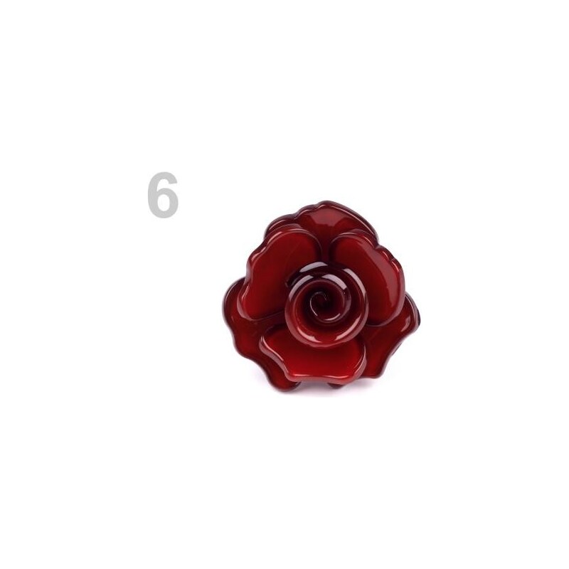 Prsten plastový RŮŽE (1 ks) - 6 červená karmínová Stoklasa