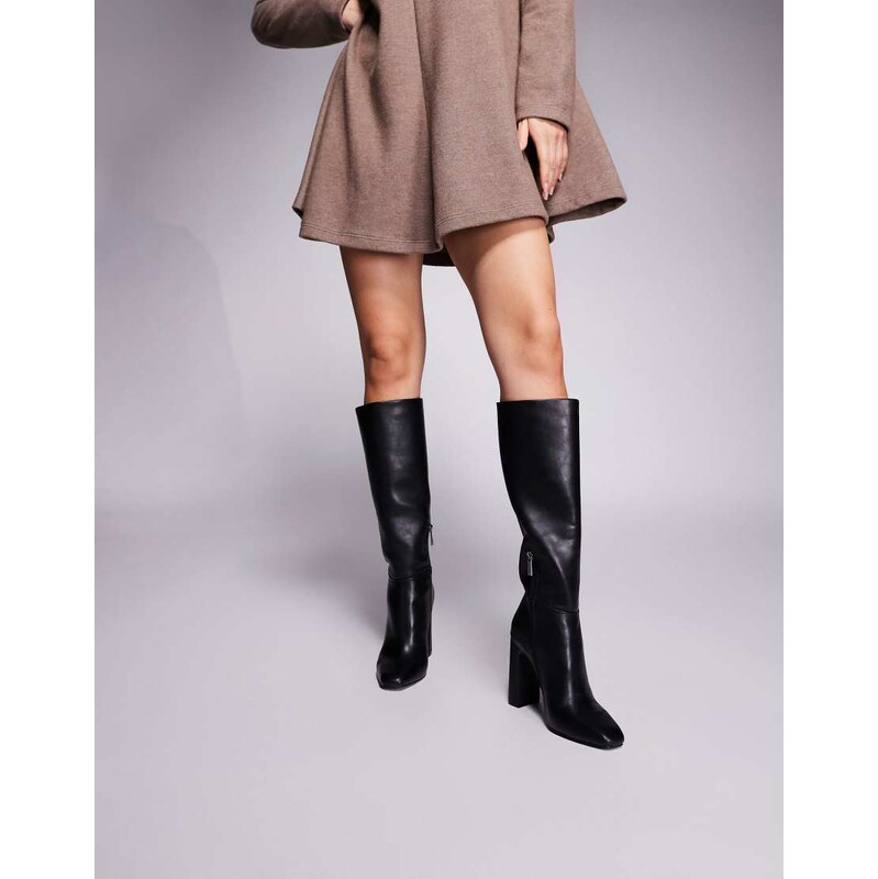 Steve Madden Ally knee high boots in leather black 108993172
