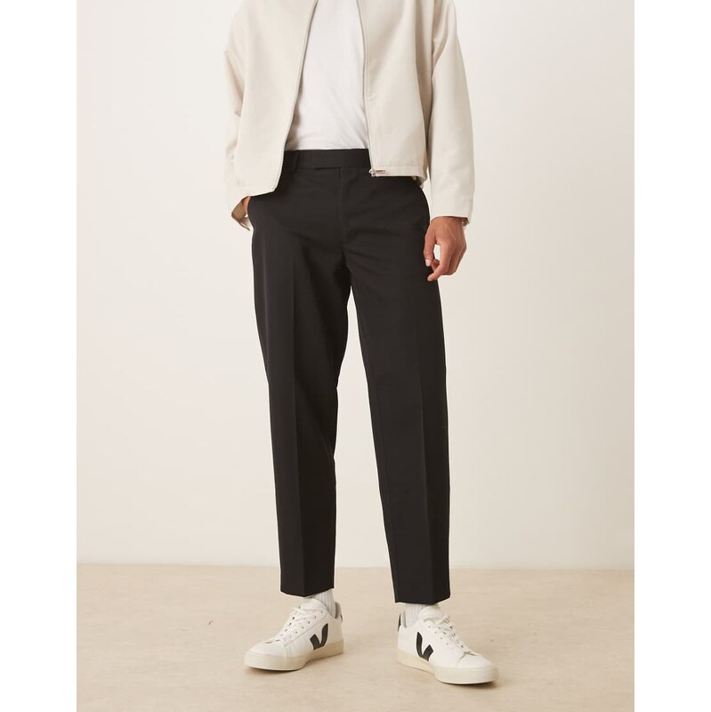 ASOS DESIGN smart oversized tapered trousers in black