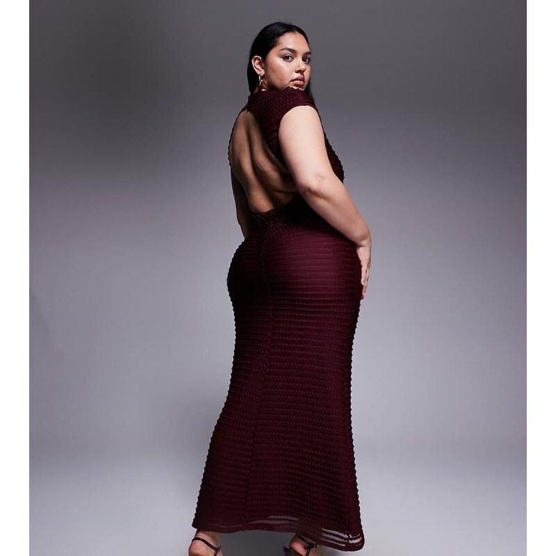 ASOS Curve ASOS DESIGN Curve textured capped sleeve maxi dress