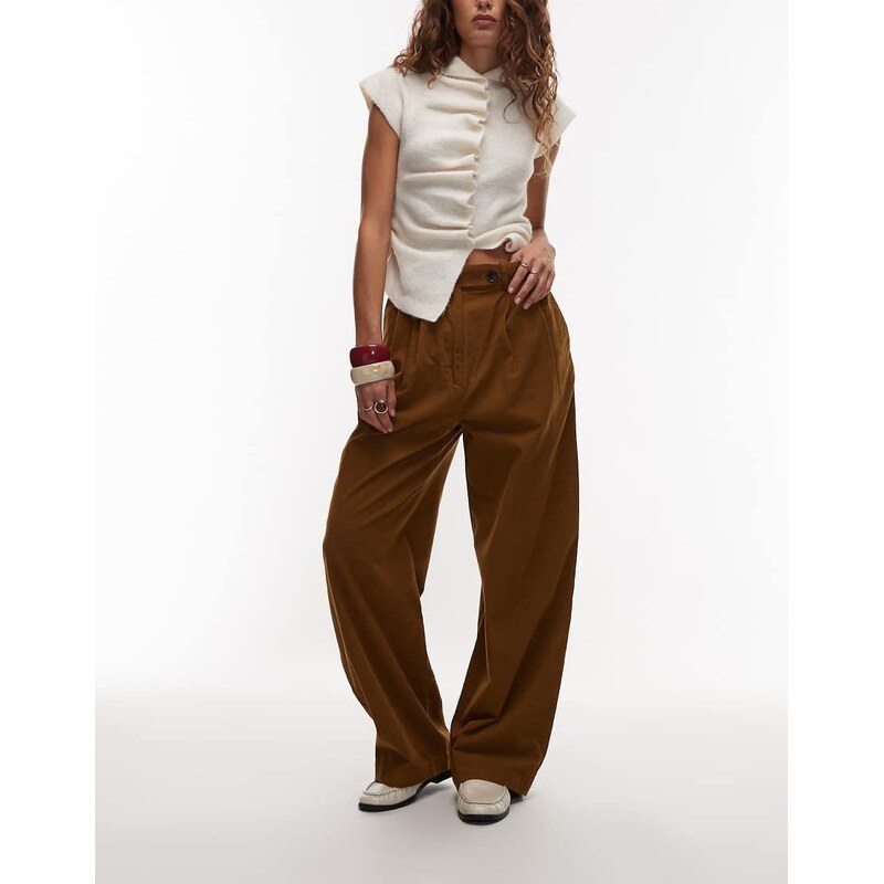 ARKET pleated wide leg cord trousers with tailored waistband in