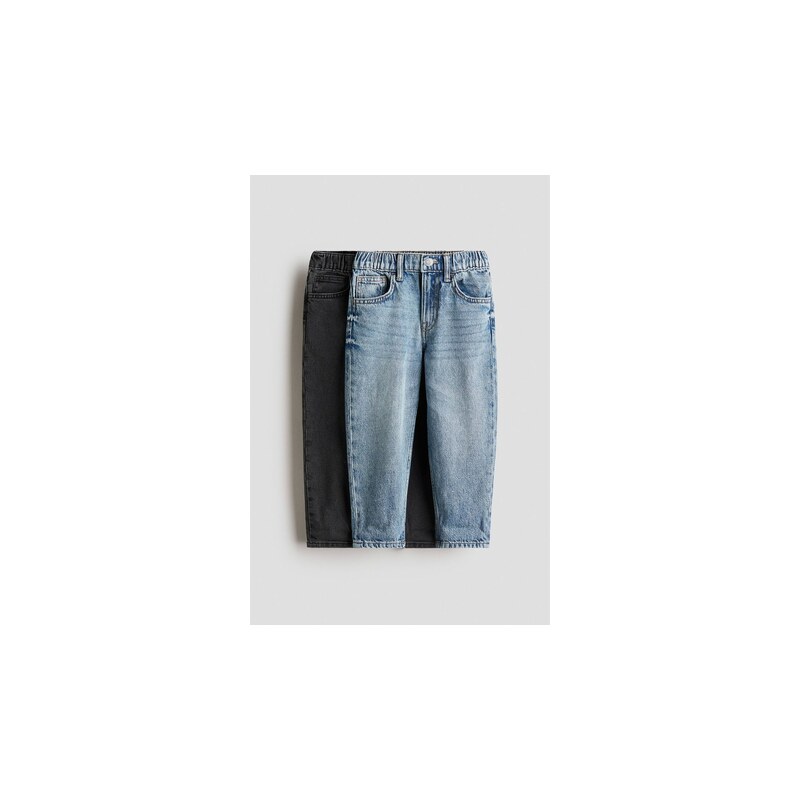 H&M - Tapered Leg Jeans Loose Fit 2 kusy - Denim Blue/Černá