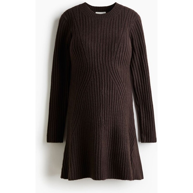 H&M - MAMA Šaty z žebrovaného úpletu - Tmavě Hnědá