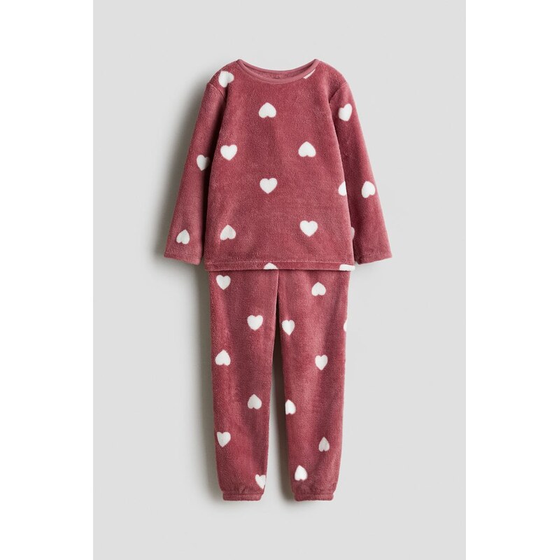 H&M - Pyžamo z mikroplyšes aplikacemi - Růžová/Vzor