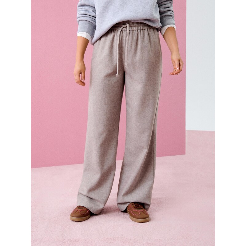 Sinsay - Kalhoty wide leg - béžová 108995219