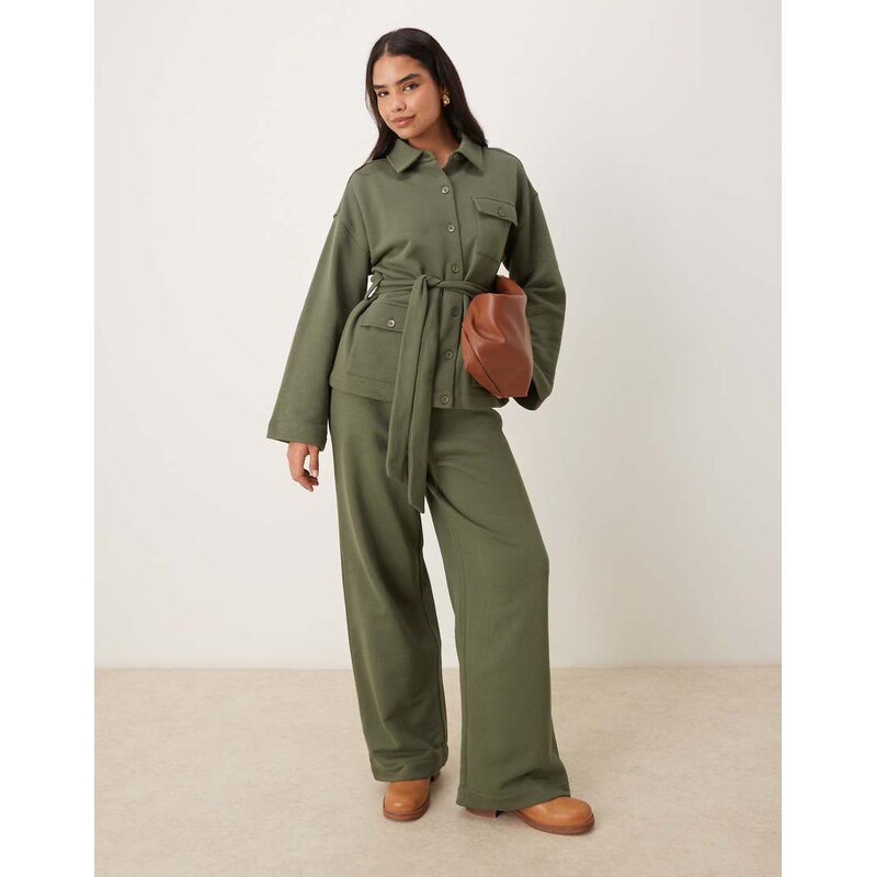 ASOS DESIGN co-ord tailored jogger with button detail in khaki-Green