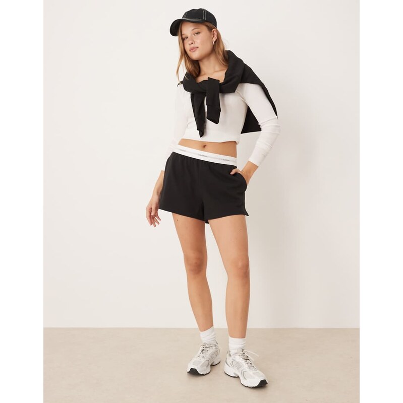 Calvin Klein jersey shorts with waistband in black 108996108