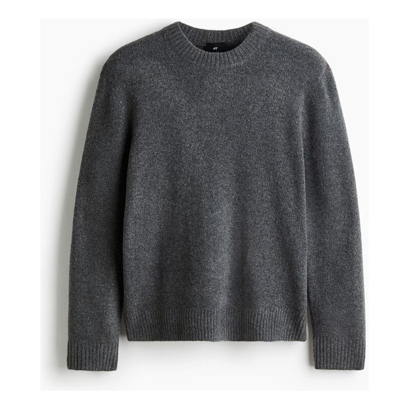 H&M - Česaný svetr Regular Fit - Tmavě Šedá