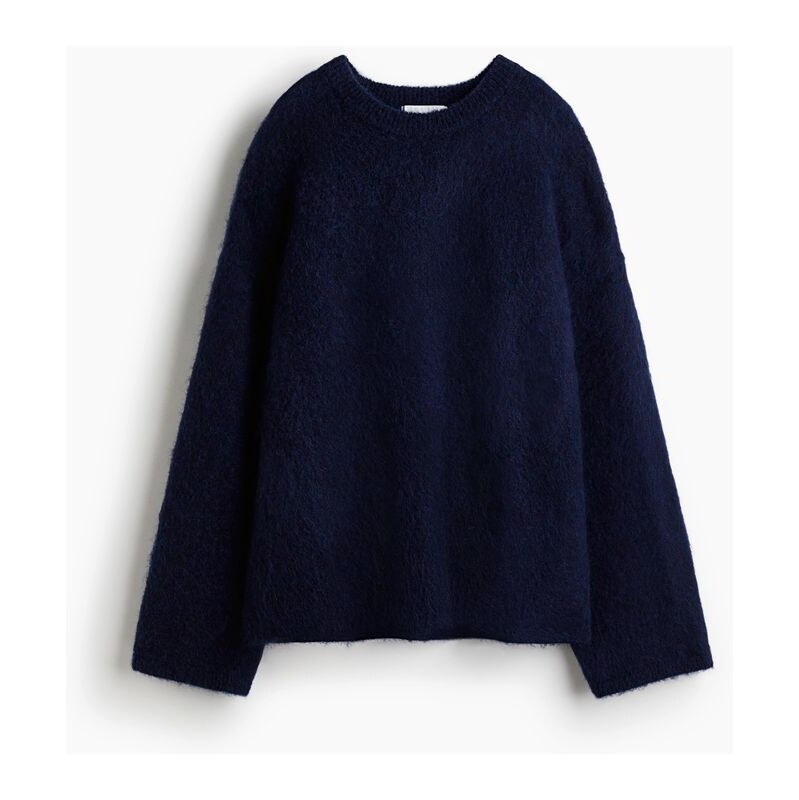 H&M - Oversized svetr z mohérové směsi - modrá 108669174