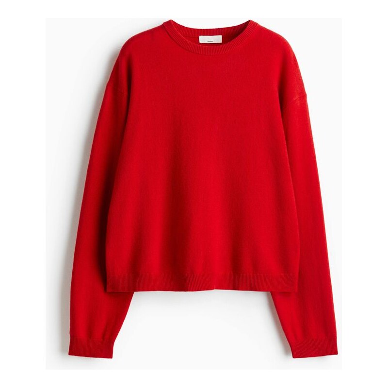 H&M - Kašmírový svetr z jemného úpletu - Jasně Červená