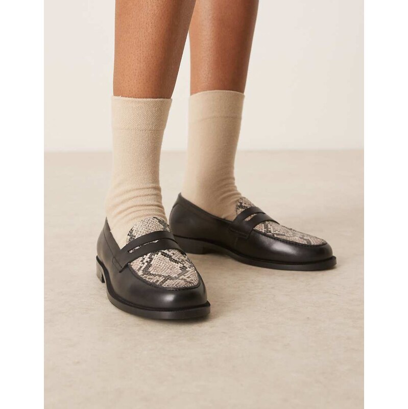 Walk London Rhea Saddle loafer in snake print-Multi