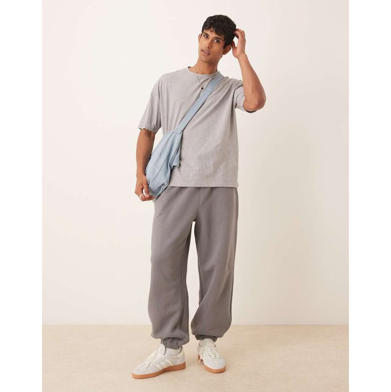 Cotton On Super baggy cuffed track pant in slate stone-Grey