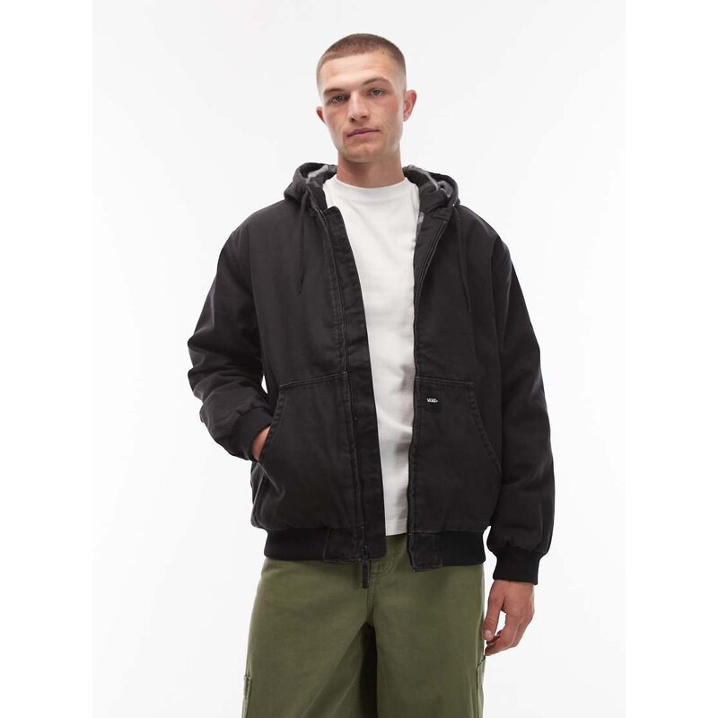 Vans workwear full zip canvas jacket in black