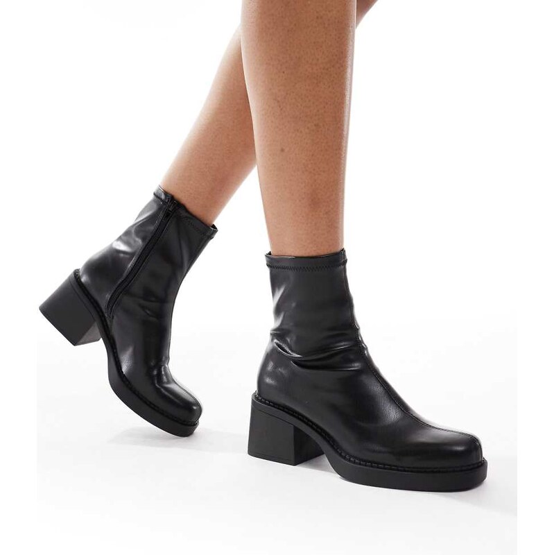 New Look chunky sock boot in black