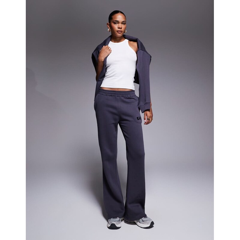 Kaiia cotton blend embroidered logo wide leg jogger co-ord in dark 111274122