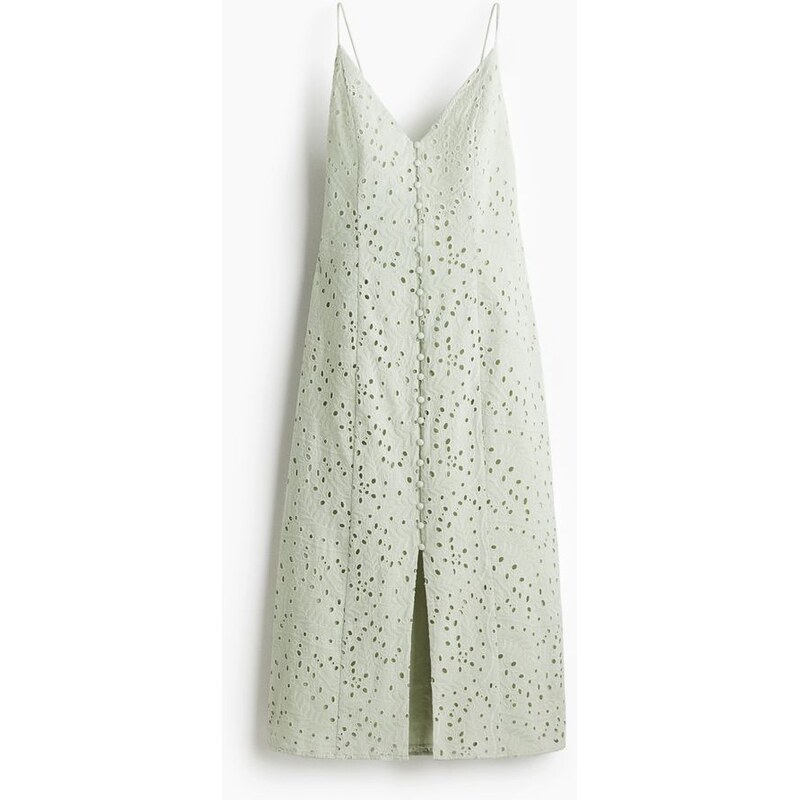 H&M - Šaty na ramínkas madeirou - Světle Zelená