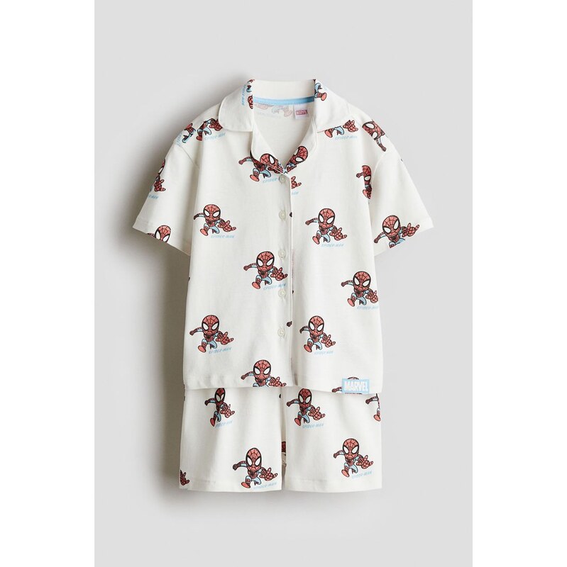 H&M - Bavlněné pyžamos potiskem - Bílá/Spiderman