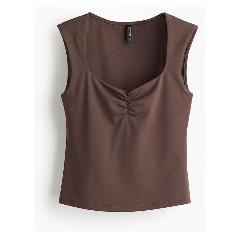H&M - Tílkos řasením - Hnědá