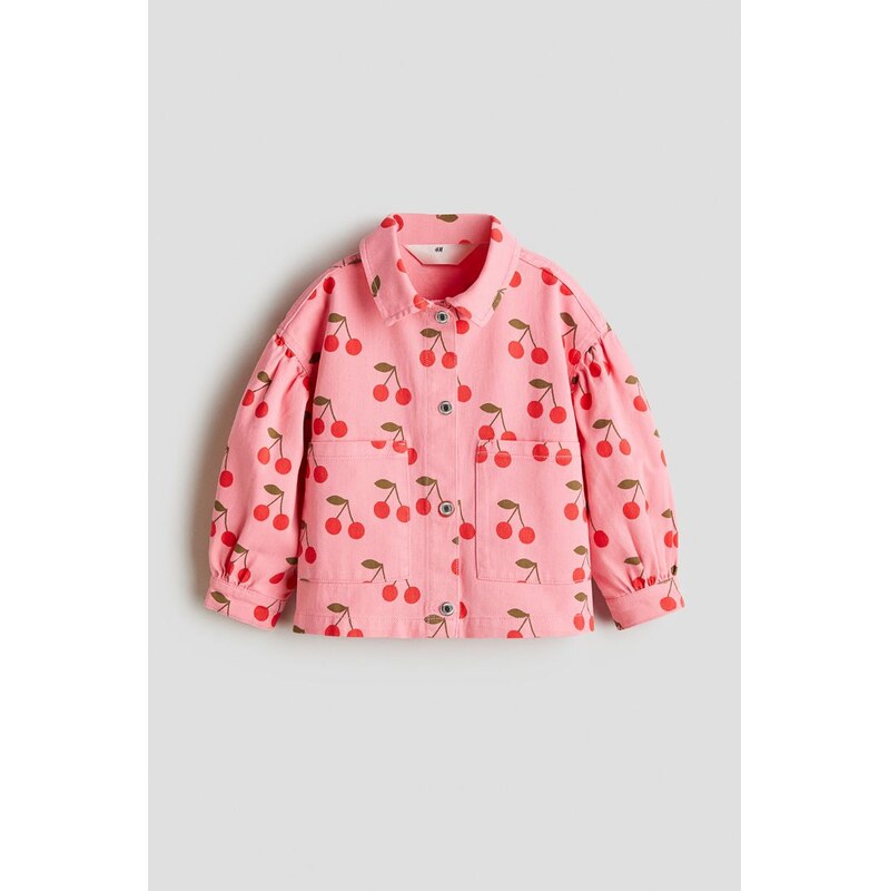 H&M - Keprová bundas potiskem - Růžová/Třešně