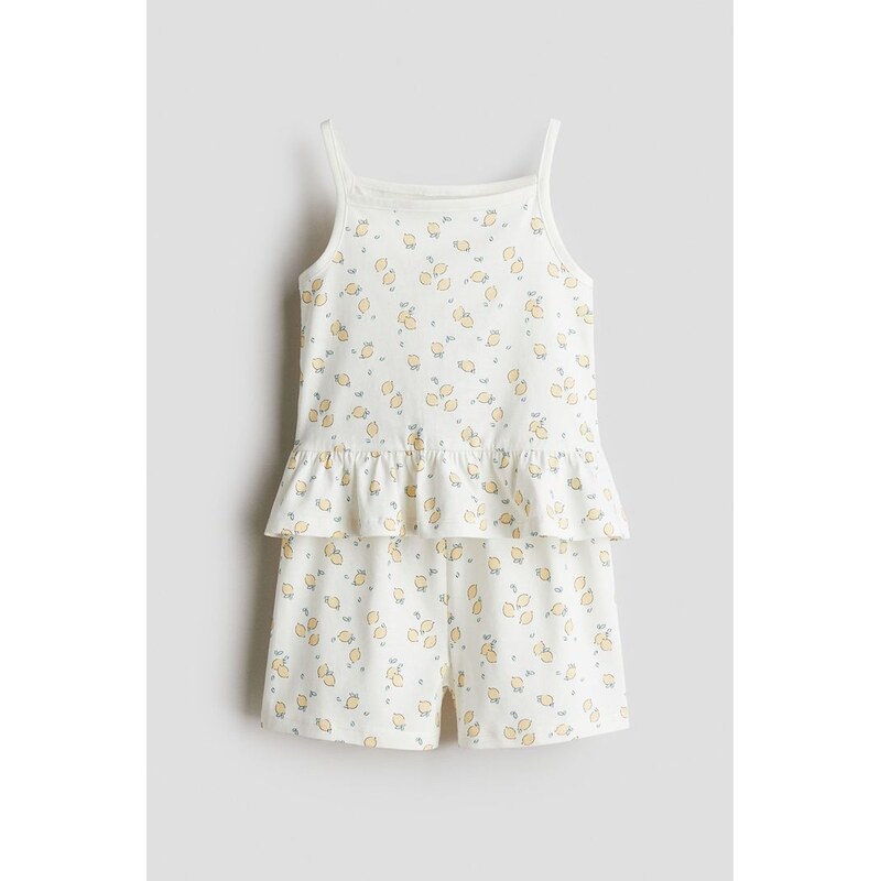 H&M - Bavlněné pyžamos potiskem - Bílá/Citrony