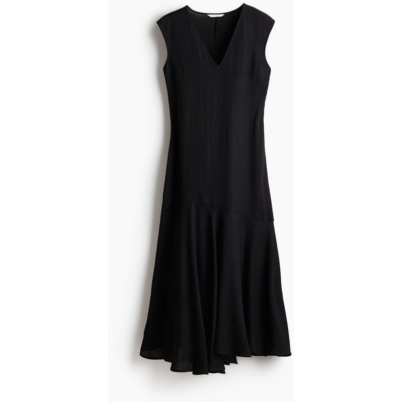 H&M - Saténové šatys výstřihem do V - Černá