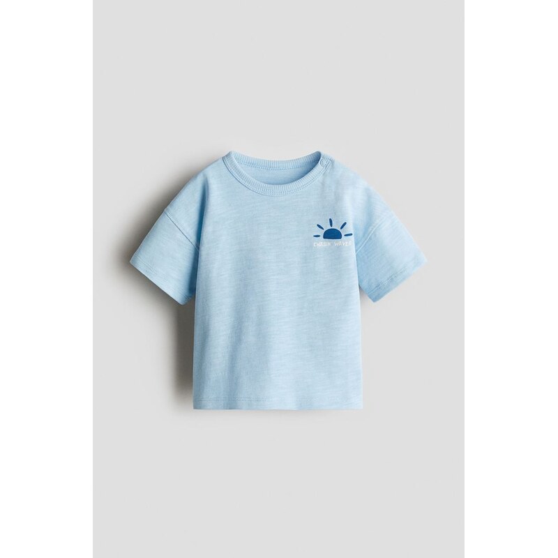 H&M - Tričkos potiskem - Bleděmodrá/Chasin Waves