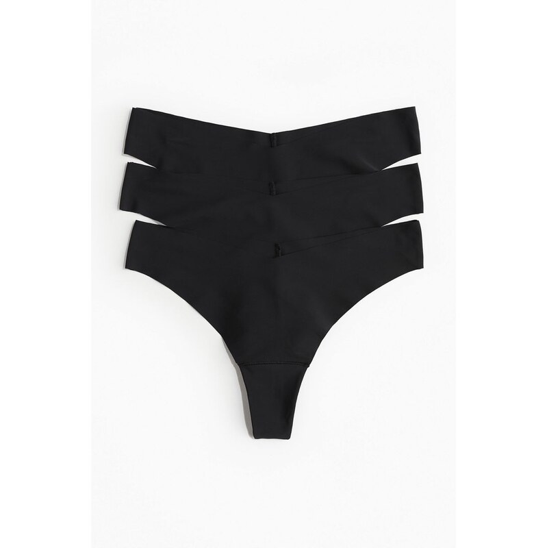H&M - Neviditelné kalhotky Brazilian 3 kusy - černá 108141101