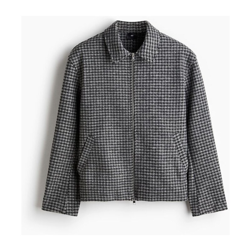 H&M - Plstěná svrchní košile Regular Fit - Šedá/Kostka
