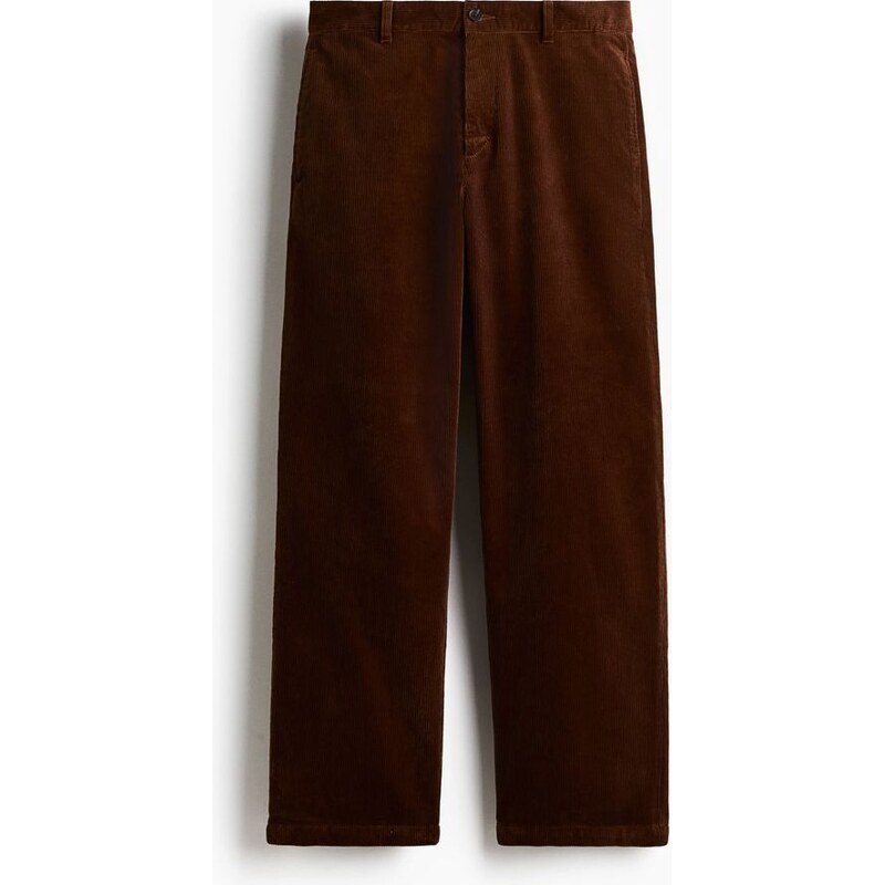H&M - Manšestrové kalhoty Relaxed Fit - Tmavě Hnědá