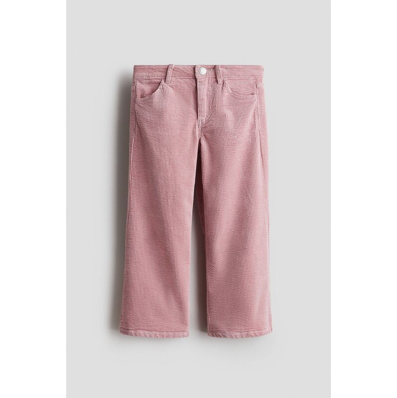H&M - Široké kalhoty z bavlněného manšestru - Růžová