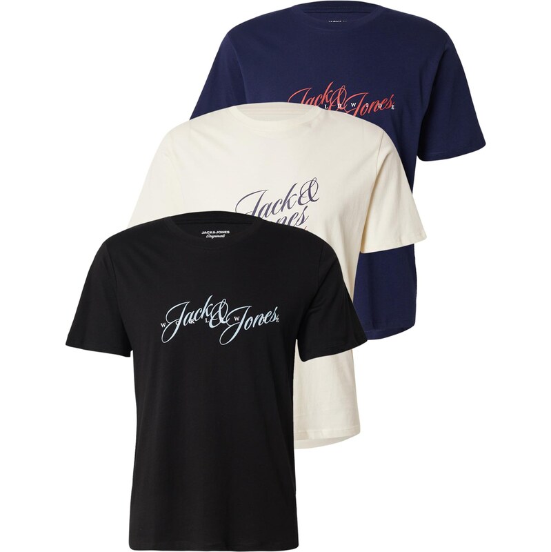JACK & JONES Tričko JORInwood béžová / modrá / černá / bílá