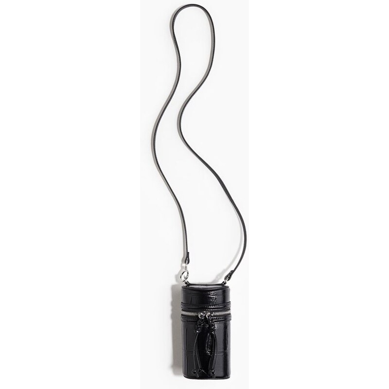 H&M - Válcová taštička crossbody - Černá/Krokodýlí Vzor