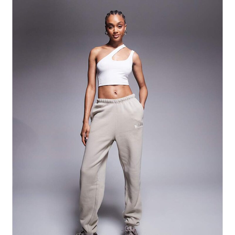 Kaiia Tall cotton blend cuffed joggers in stone-Neutral