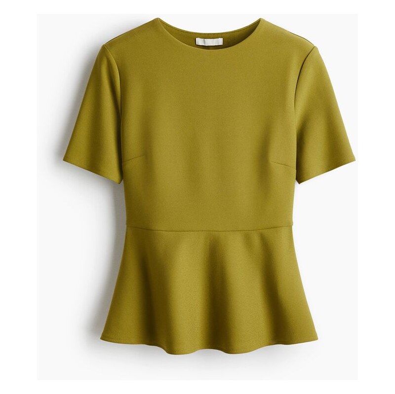 H&M - Top peplum - Olivově Zelená
