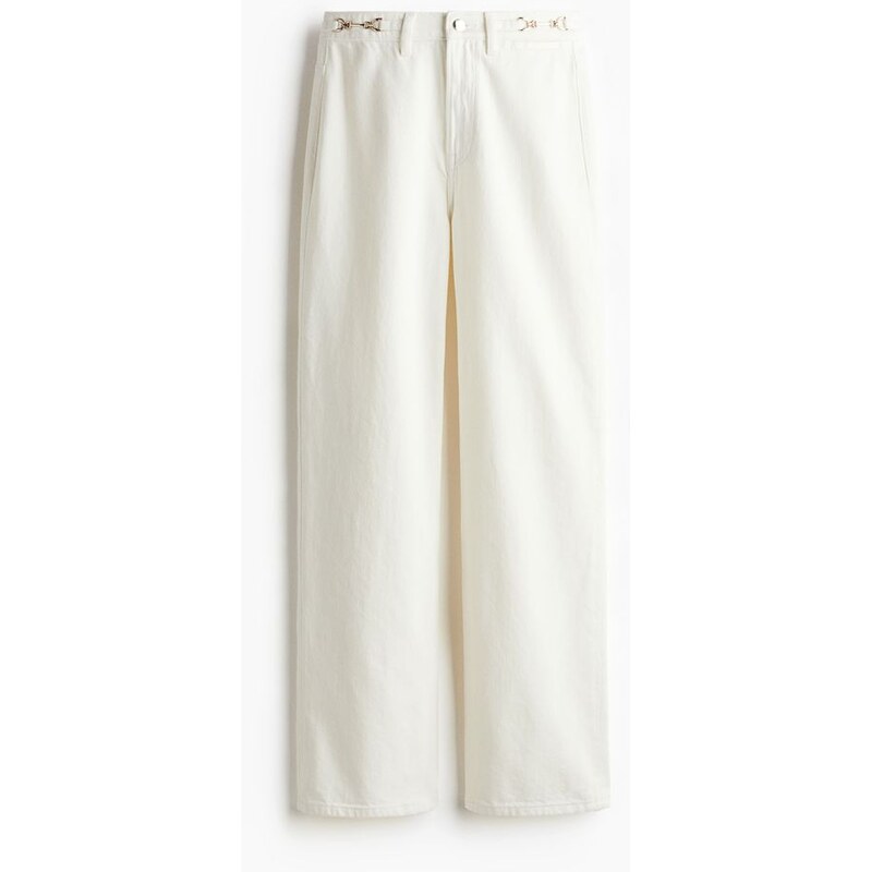 H&M - Straight High Jeans - Bílá