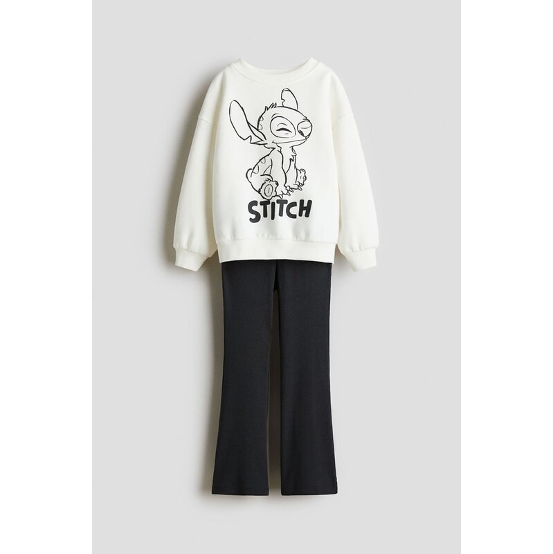 H&M - Dvoudílná souprava mikina a legíny - Bílá/Lilo & Stitch