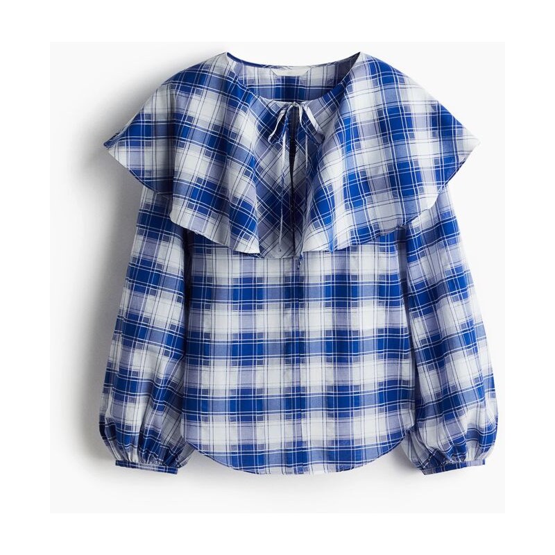 H&M - Halenkas pelerínkou - Modrá/Kostka