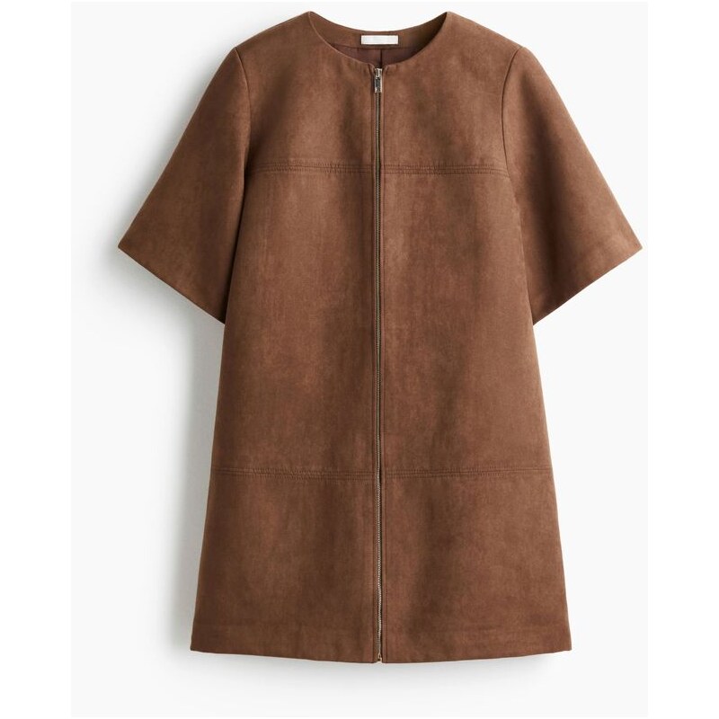 H&M - Šaty shift dresss předním zipem - Hnědá