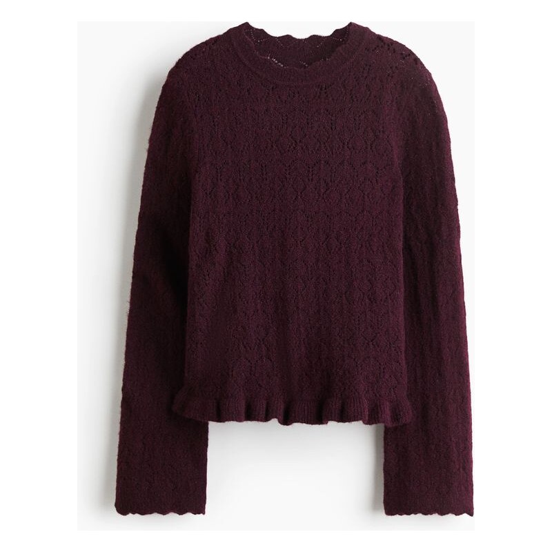 H&M - Svetr z ažurového úpletu - Vínová