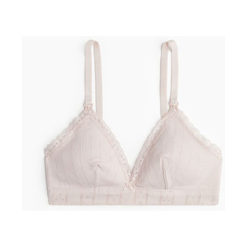 H&M - MAMA Vyztužená ažurová podprsenka na kojení - růžová 108529791
