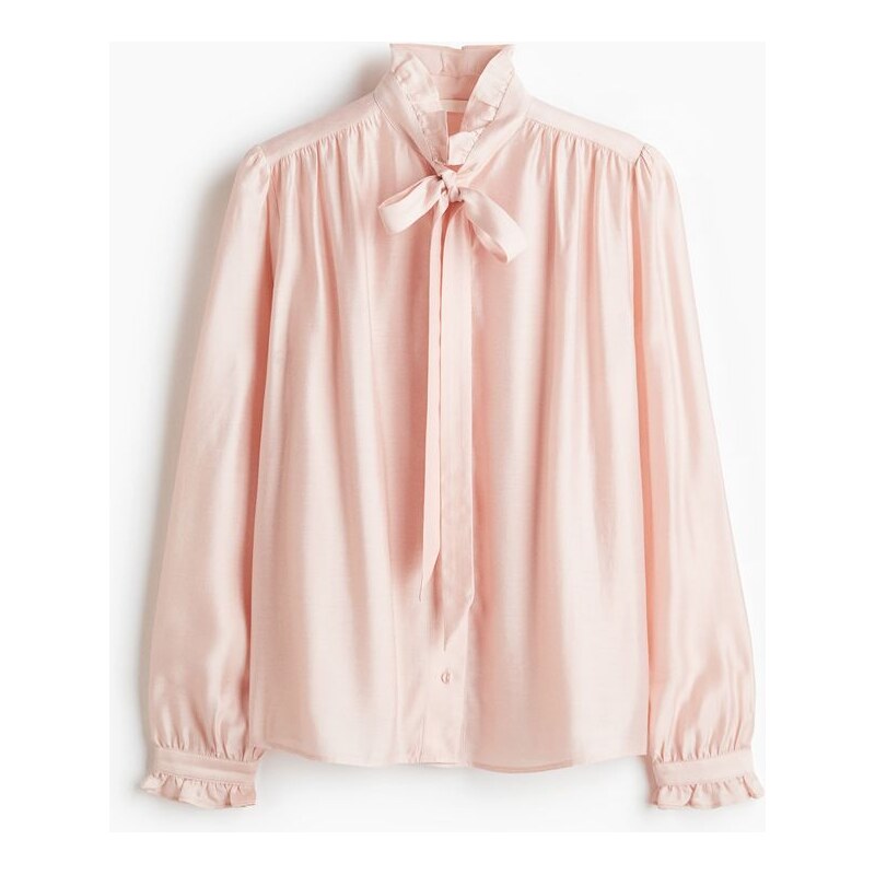 H&M - Halenkas mašlí u krku - Pudrově Růžová