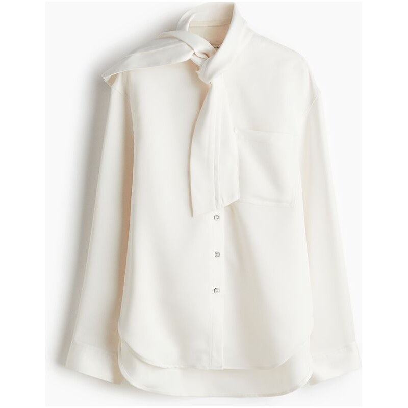 H&M - Halenkas mašlí u krku - bílá 108706503