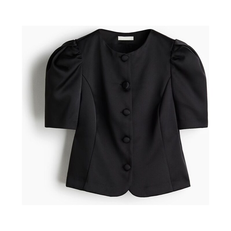 H&M - Halenkas nabíraným rukávem - Černá
