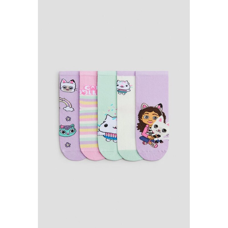 H&M - Ponožkys motivem 5 párů - Fialová/Gabbys Dollhouse