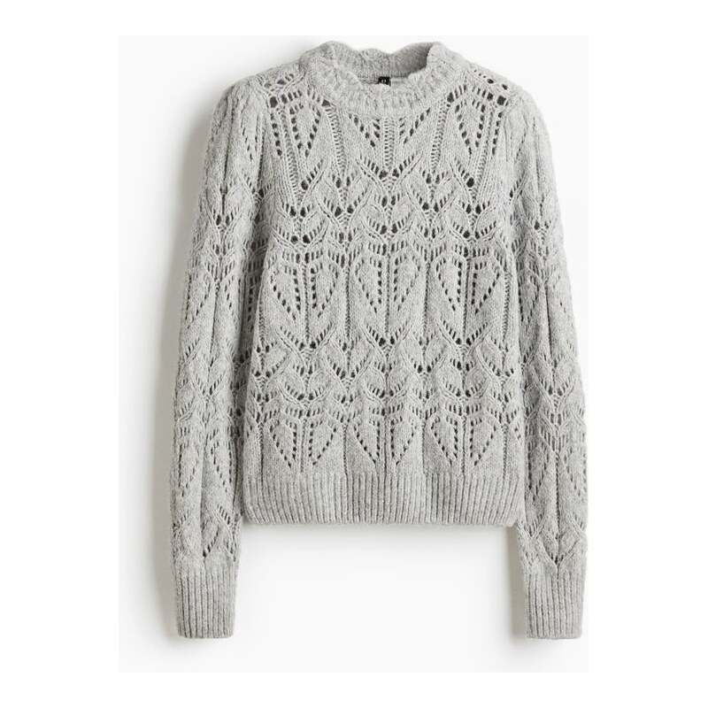 H&M - Svetr z ažurového úpletu - Světle Šedá