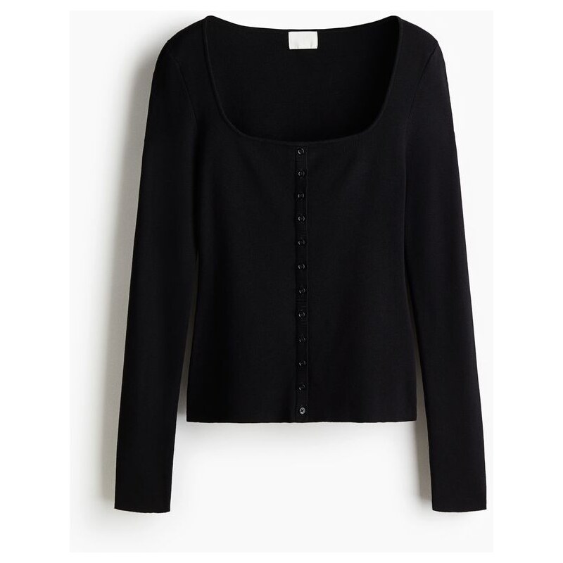H&M - Tops hranatým výstřihem - Černá