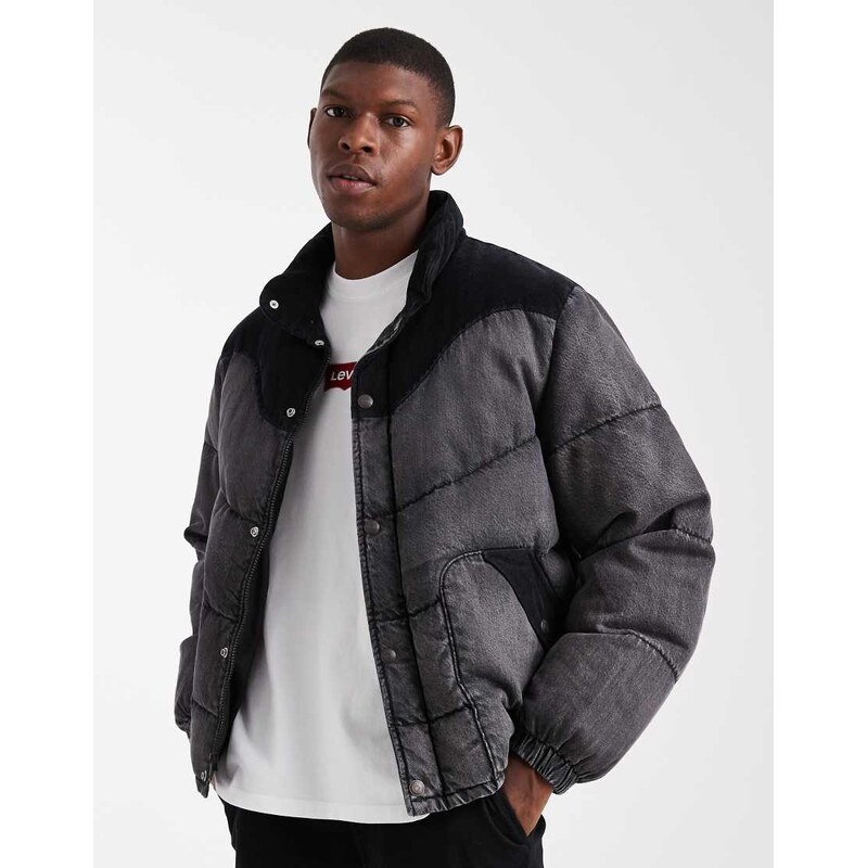 Levis wild west short puffer jacket in charcoal-Grey