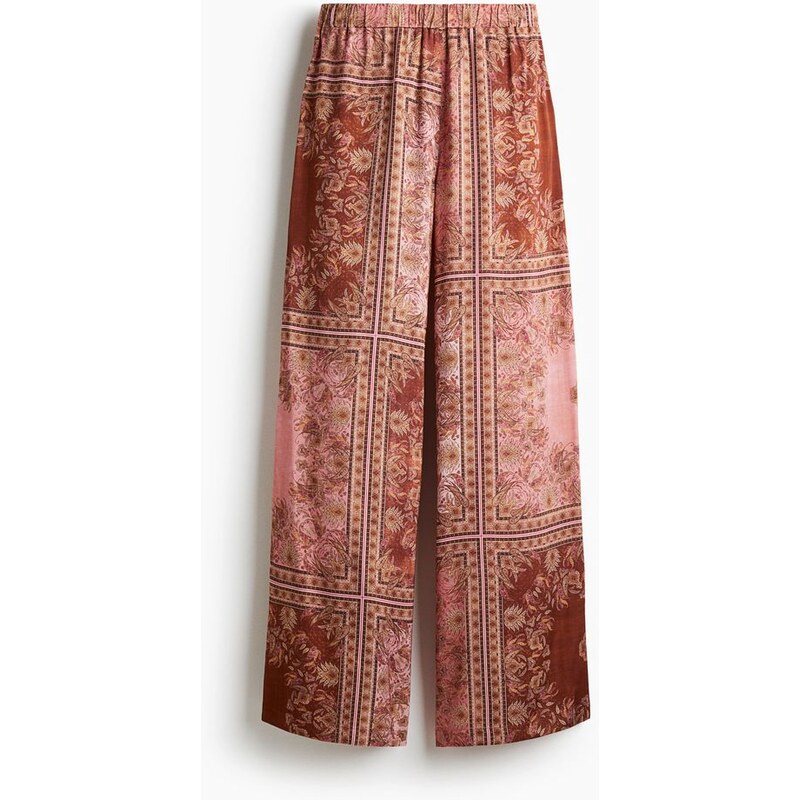 H&M - Natahovací kalhoty - Tlumená Červená/Vzor